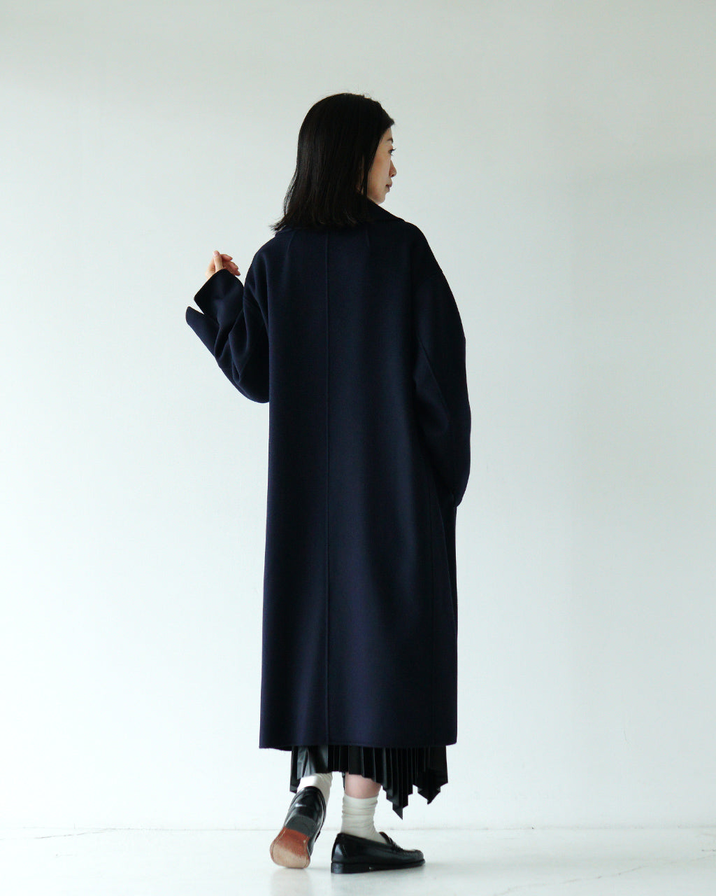 【SALE！20%OFF】le glazik ル グラジック ダブルブレストコート REVER DOUBLE BREASTED COAT テーラードカラー ドロップショルダー ウール ロングコート チェック LG-A0451 LWW【送料無料】