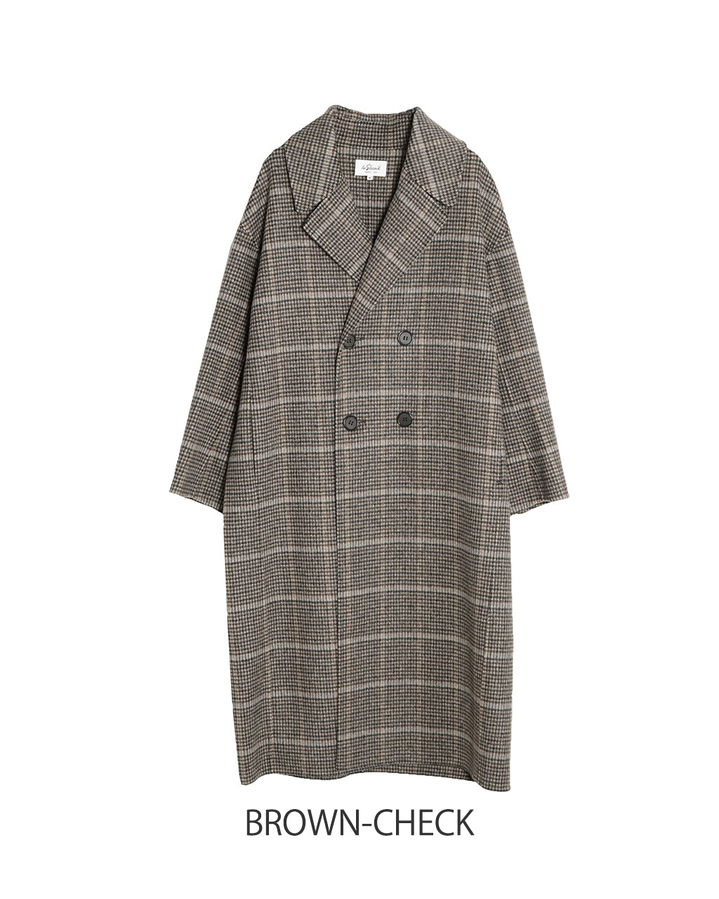 le glazik ル グラジック ダブルブレストコート REVER DOUBLE BREASTED COAT テーラードカラー ドロップショルダー ウール ロングコート チェック LG-A0451 LWW【送料無料】