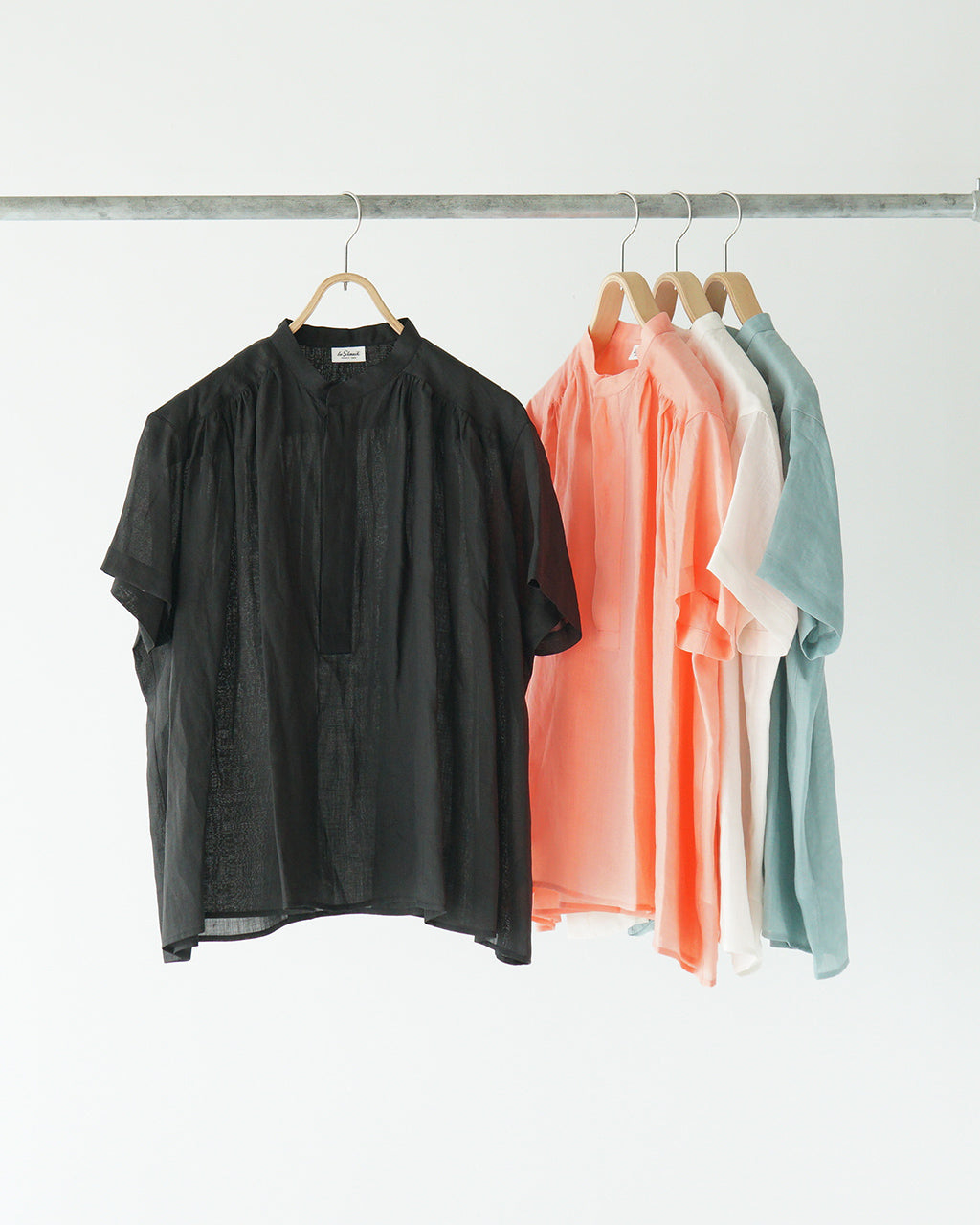 le glazik ル グラジック GATHERED SHORT SLEEVE SHIRT スタンドカラー シャツ プルオーバー LG-B0381 RAT【送料無料】