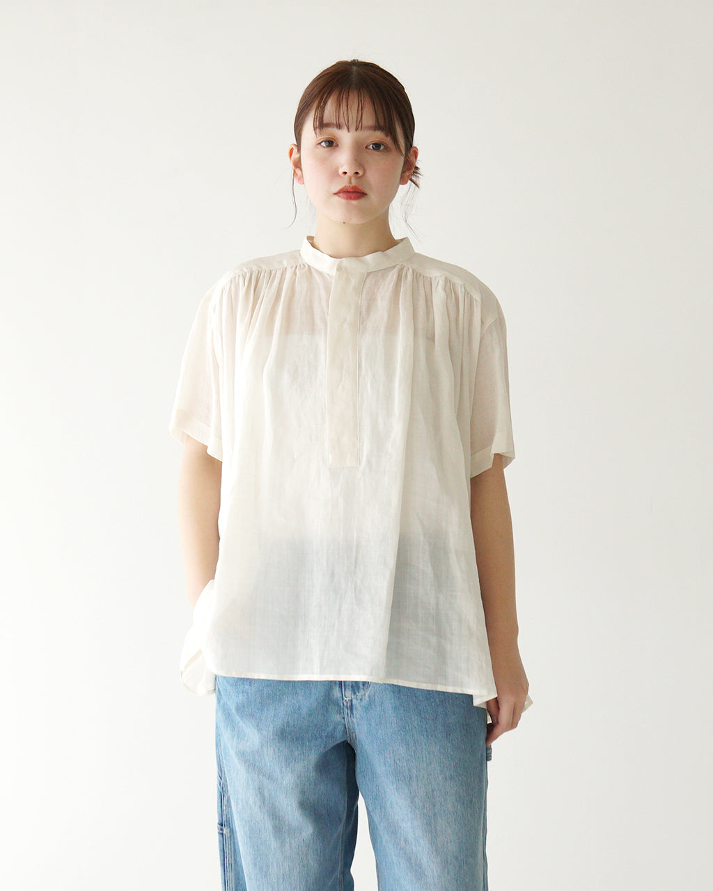 le glazik ル グラジック GATHERED SHORT SLEEVE SHIRT スタンドカラー シャツ プルオーバー LG-B0381 RAT【送料無料】