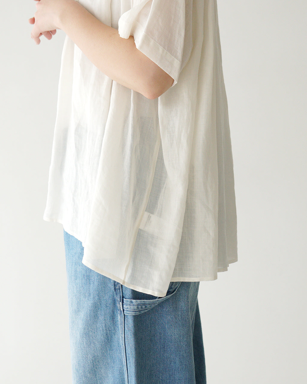 le glazik ル グラジック GATHERED SHORT SLEEVE SHIRT スタンドカラー シャツ プルオーバー LG-B0381 RAT【送料無料】
