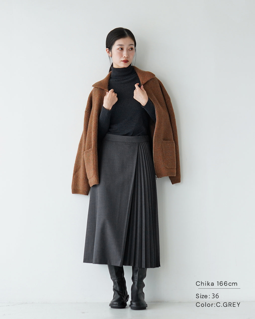 le glazik ル グラジック ツイル スリット プリーツ スカート TWILL SLIT PLEATED SKIRT ミモレ丈 LG-F0071TWK【送料無料】