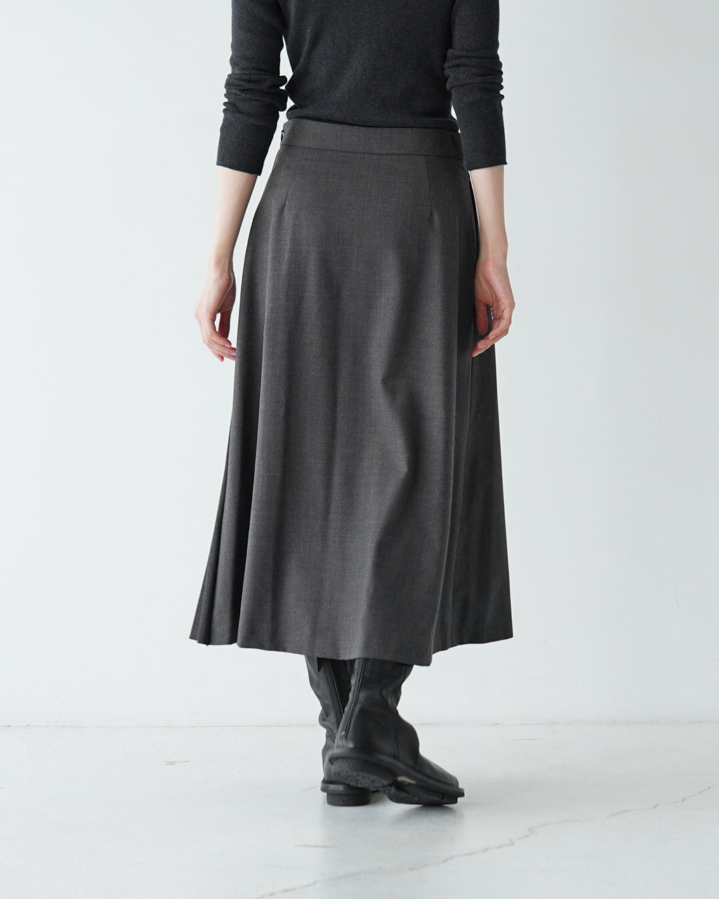 【SALE！20%OFF】le glazik ル グラジック ツイル スリット プリーツ スカート TWILL SLIT PLEATED SKIRT ミモレ丈 LG-F0071TWK【送料無料】