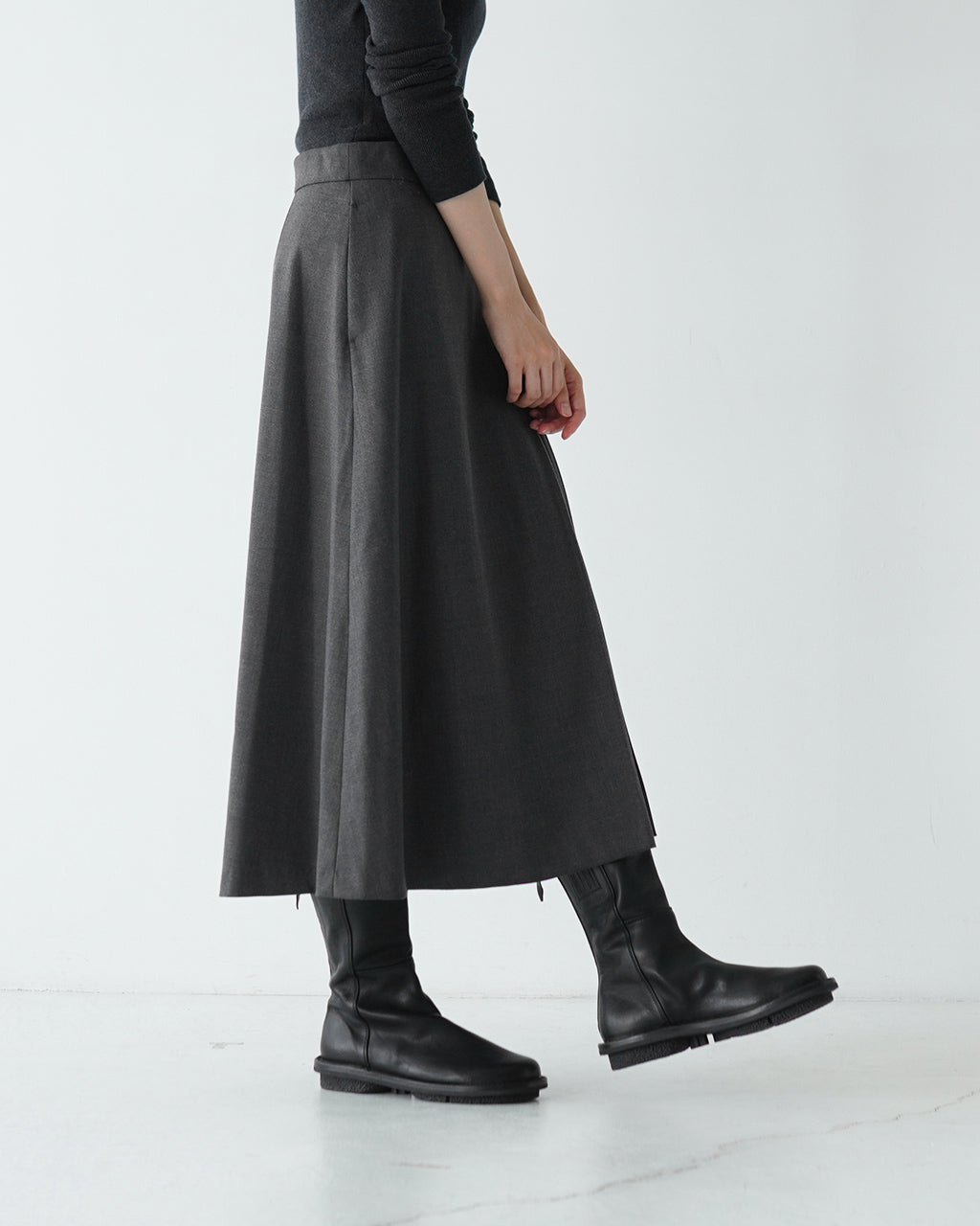 【SALE！20%OFF】le glazik ル グラジック ツイル スリット プリーツ スカート TWILL SLIT PLEATED SKIRT ミモレ丈 LG-F0071TWK【送料無料】