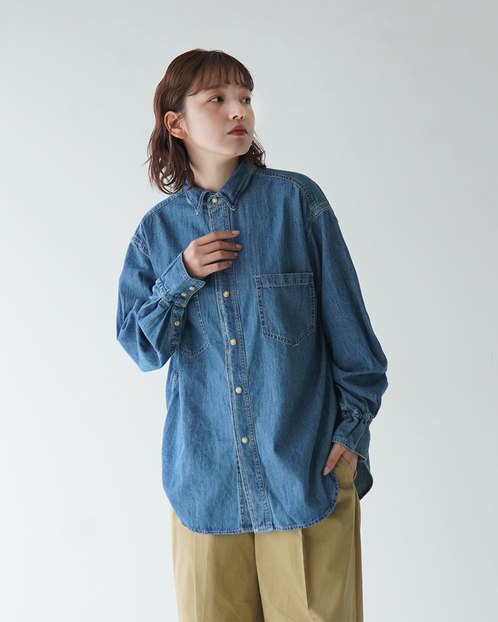 Le Melange ルメランジュ ルメランジェ 5.5オンス ライト デニム シャツ 5.5oz LIGHT DENIM SH 8443202【送料無料】