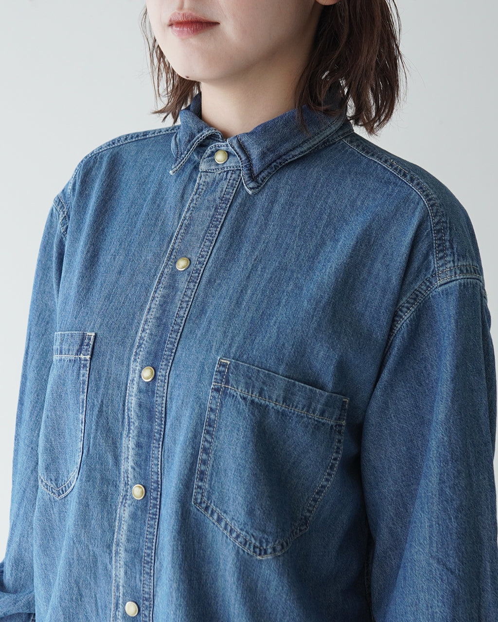 【SALE！20%OFF】Le Melange ルメランジュ ルメランジェ 5.5オンス ライト デニム シャツ 5.5oz LIGHT DENIM SH 8443202【送料無料】