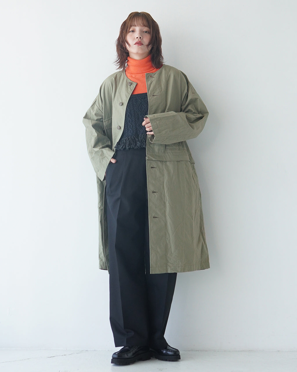 Le Melange ルメランジュ 2ウェイ コート 2WAY COAT  アウター ノーカラーコート ジャケット リップストップ 8443901【送料無料】