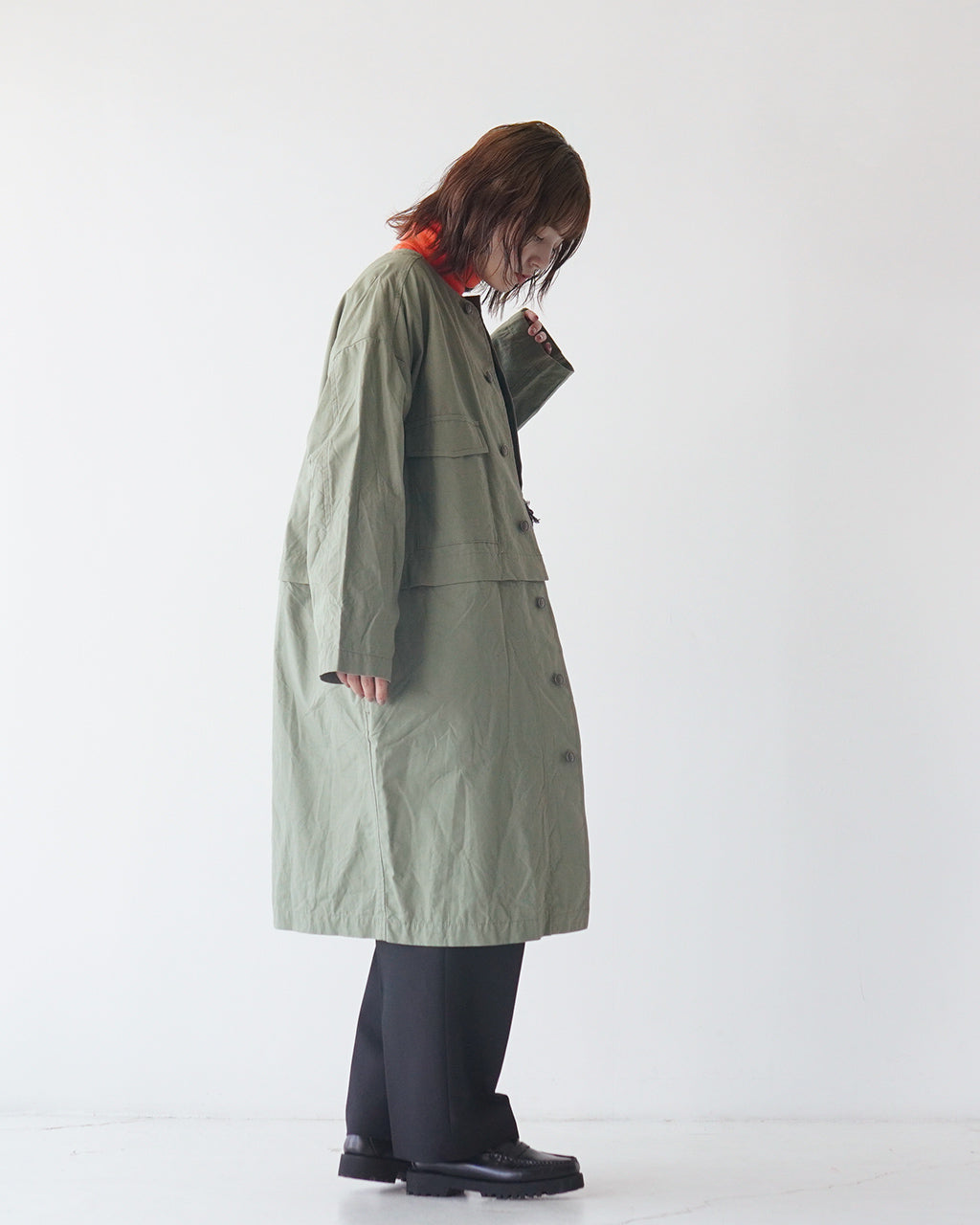 【SALE！40%OFF】Le Melange ルメランジュ 2ウェイ コート 2WAY COAT  アウター ノーカラーコート ジャケット リップストップ 8443901【送料無料】