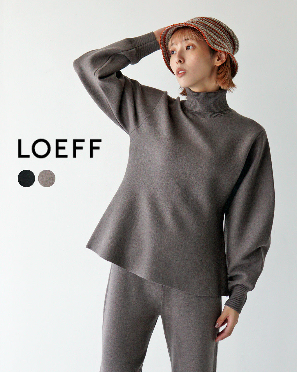 LOEFF ロエフ ニット タートルネック ニット スムース クレセントスリーブ セーター 8813-105-0056 【送料無料】