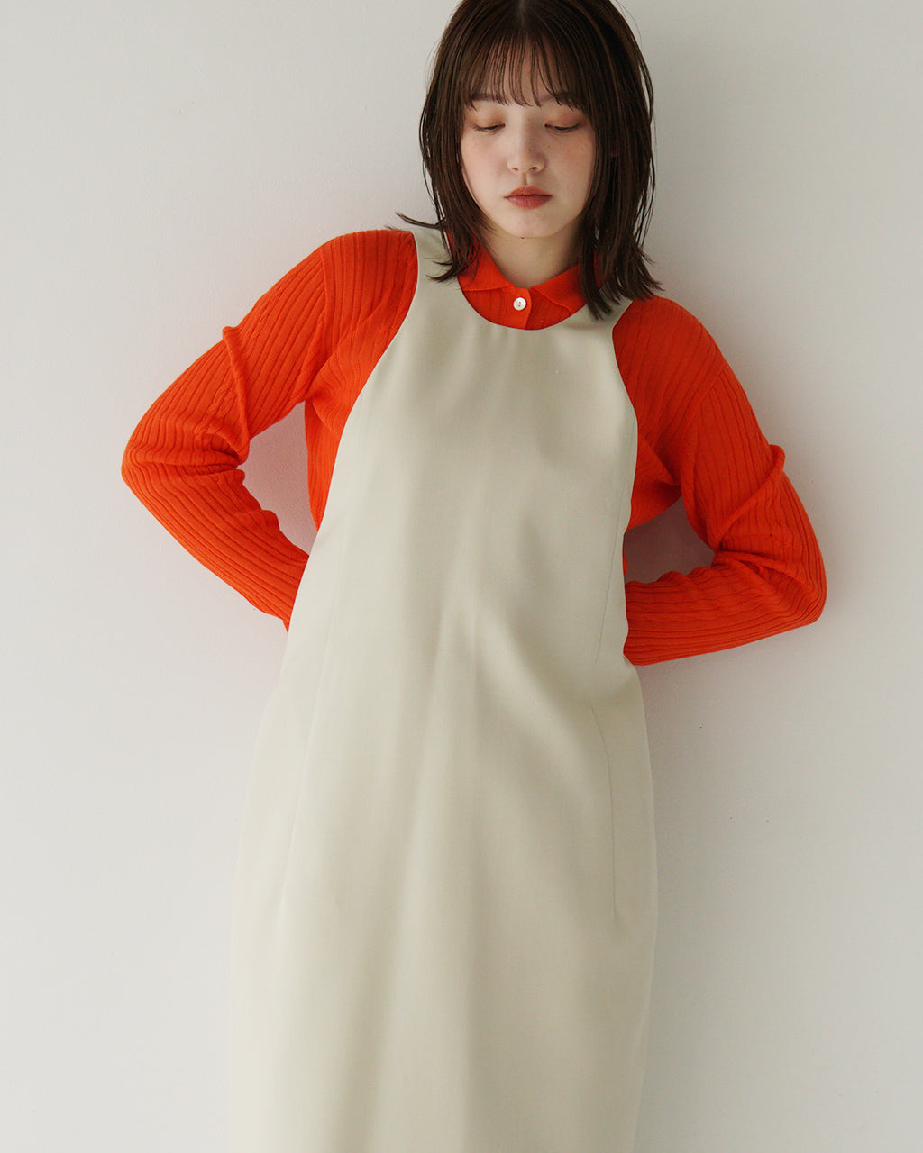 LOEFF ロエフ エプロン ワンピース LF W GABA APRON DRS ドレス バックリボン 8826-299-0116【送料無料】