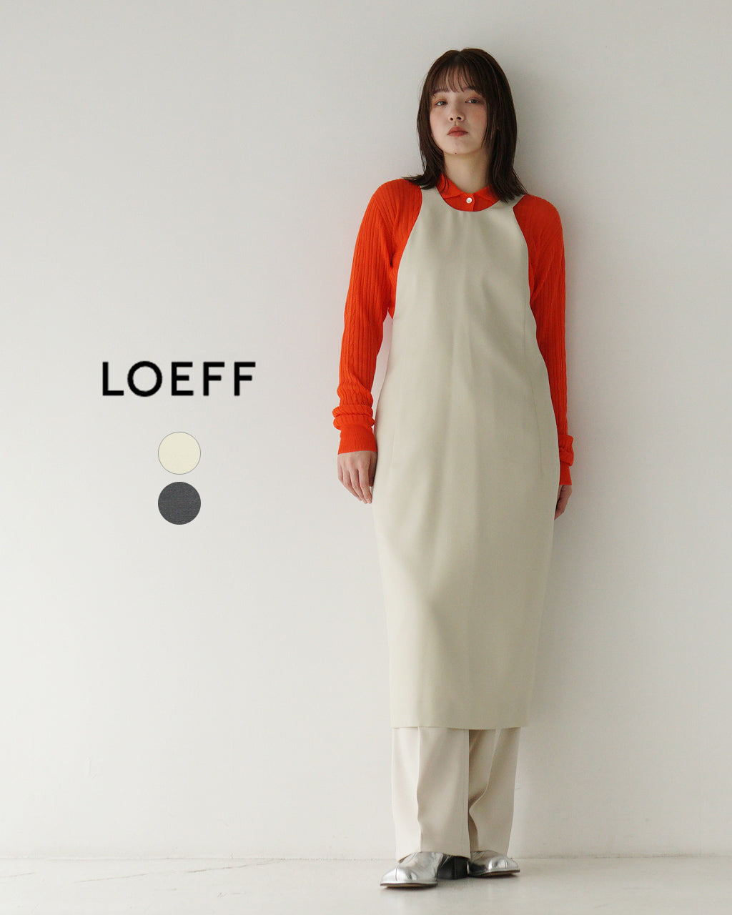 LOEFF ロエフ エプロン ワンピース LF W GABA APRON DRS ドレス バックリボン 8826-299-0116【送料無料】