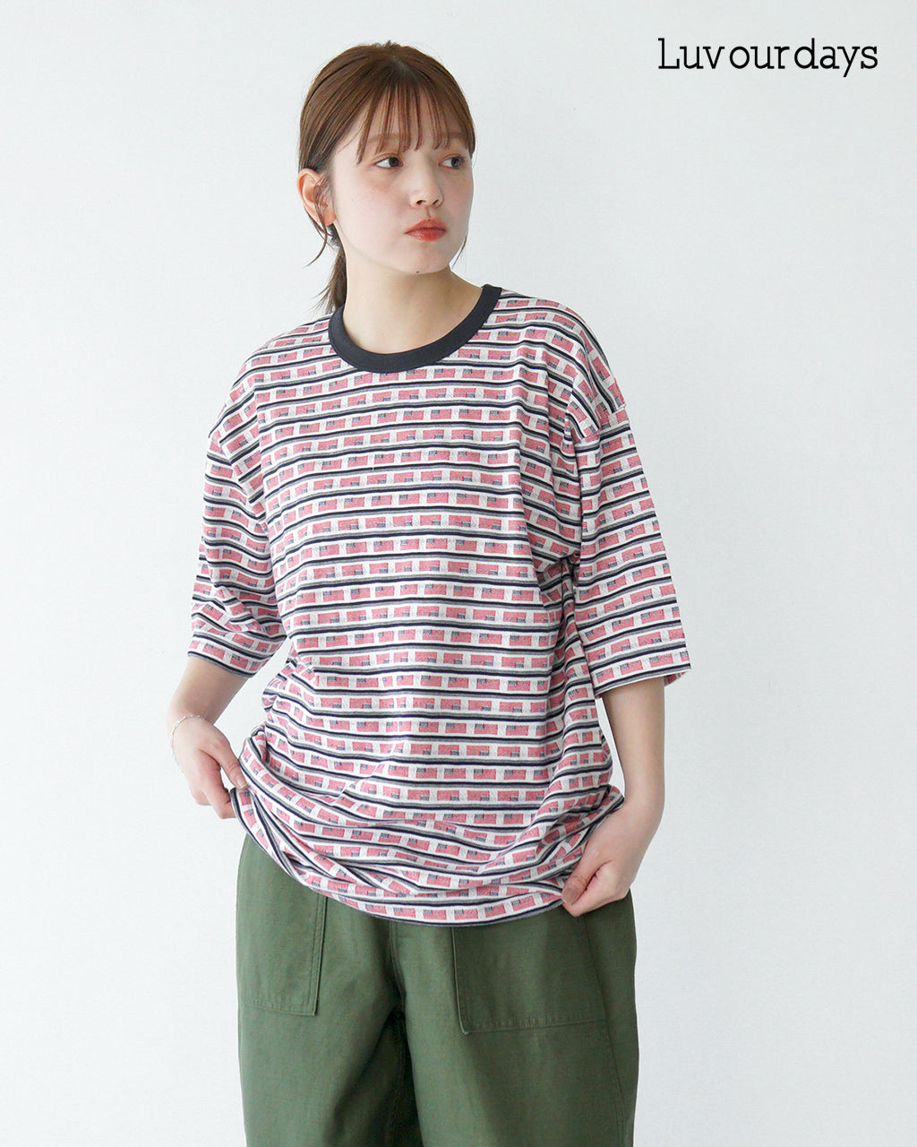 Luvourdays ラブアワーデイズ 半袖Tシャツ USフラッグ ジャカード US FLAG JQ LV-CT5106 アメリカンフラッグ【送料無料】