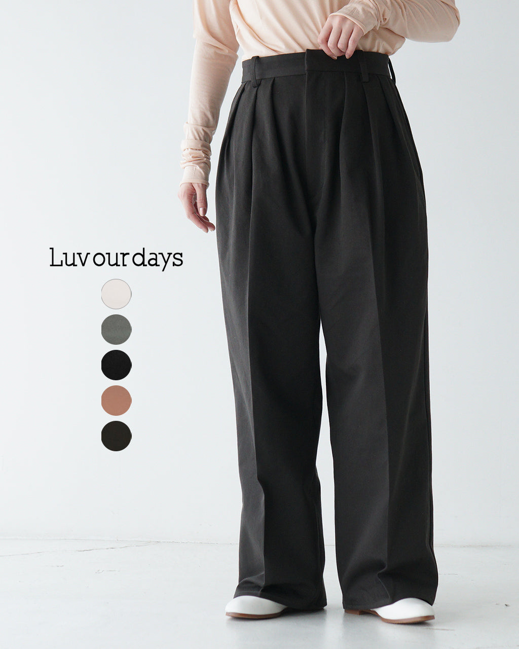 LUVOURDAYS ラブアワーデイズ NEW 逆グルカ PANTS 3タック ワイドパンツ チノパンツ タックパンツ フルレングス ボトムス LV-PT4301【クーポン対象外】【送料無料】