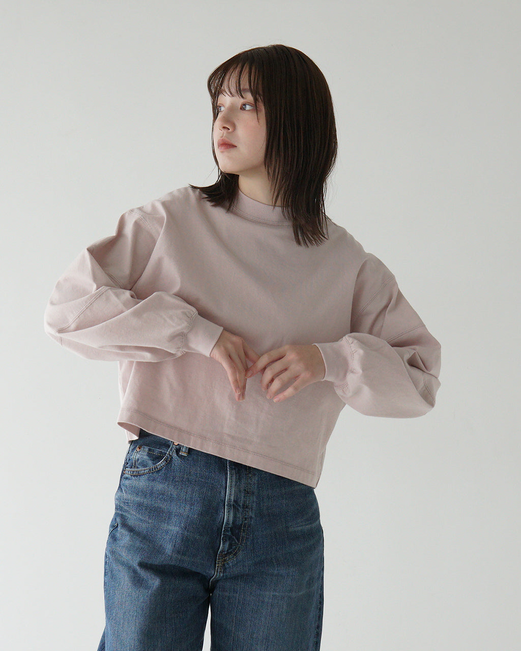 MANON マノン クロップド丈 ロングスリーブ Tシャツ SWICH SLEEVE LS TEE カットソー クルーネック MNN-C-146【送料無料】