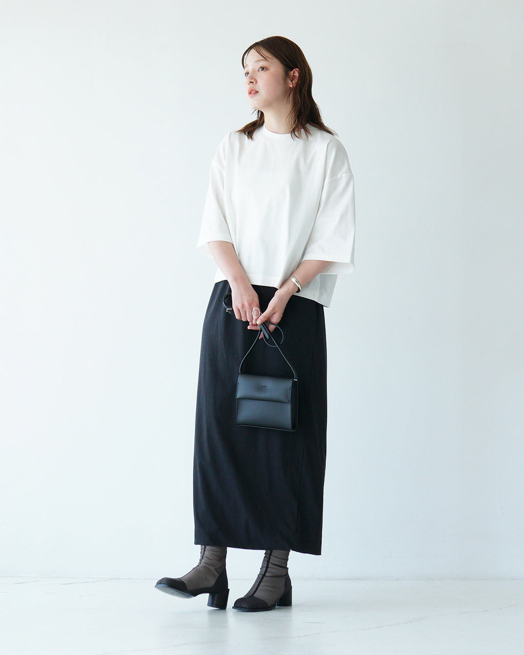 【SALE！20%OFF】MANON マノン ハーフスリーブ Tシャツ HALF SLEEVE TEE カットソー クルーネック 半袖 5分袖 クロップド丈 MNN-C-153