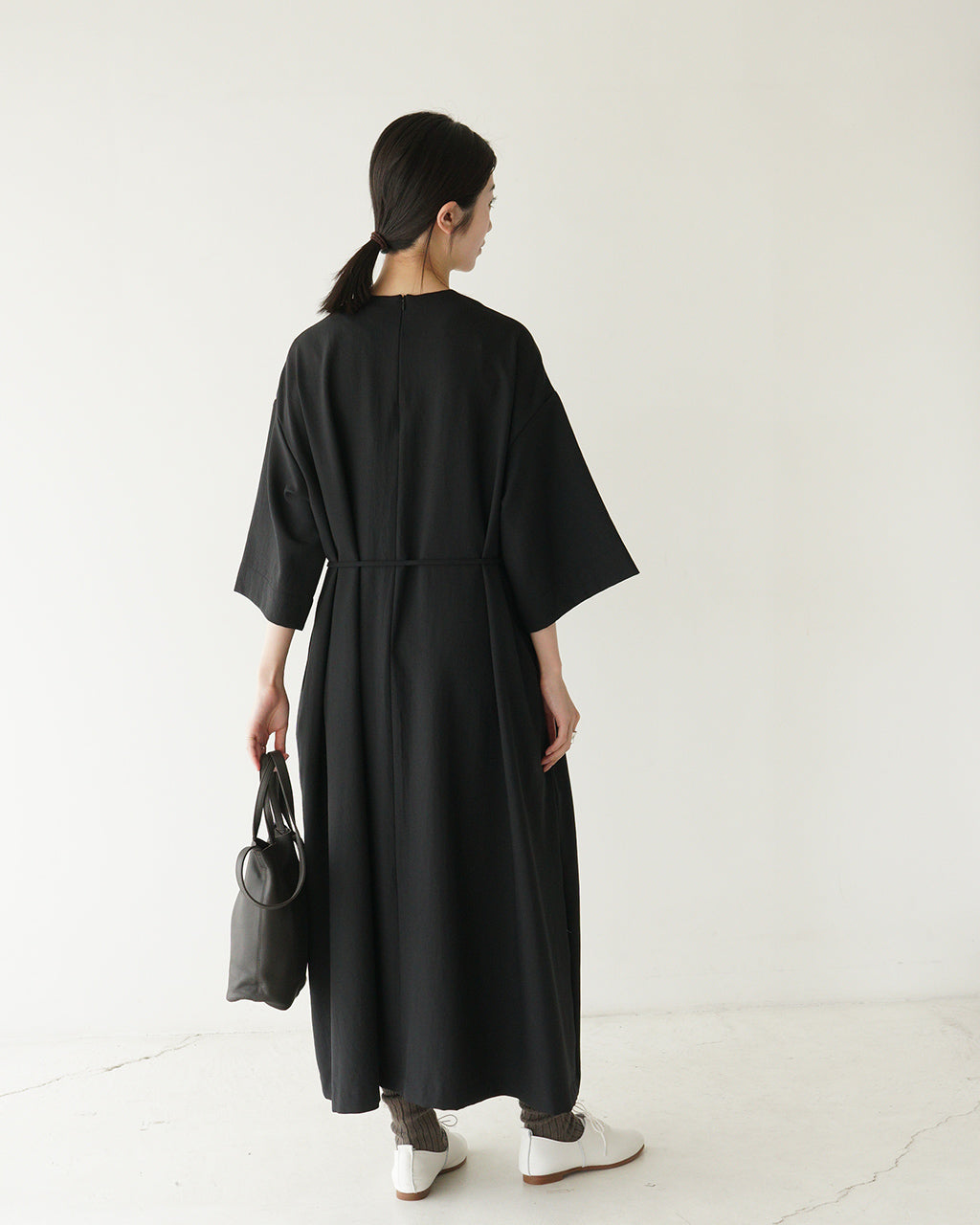 manon マノン プルオーバー フレア ドレス ワンピース PULL OVER FLARE DRESS ONEPIECE  Aラインワンピース  ドレープ 6分袖 半袖 MNN-OP-108 【送料無料】