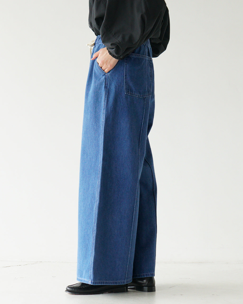 MANON マノン ピンタック ワイドデニムパンツ PINTUCK WIDEDENIM PANTS ジーンズ イージーパンツ MNN-PT-140 ゆったり脚長シルエット 美脚【送料無料】