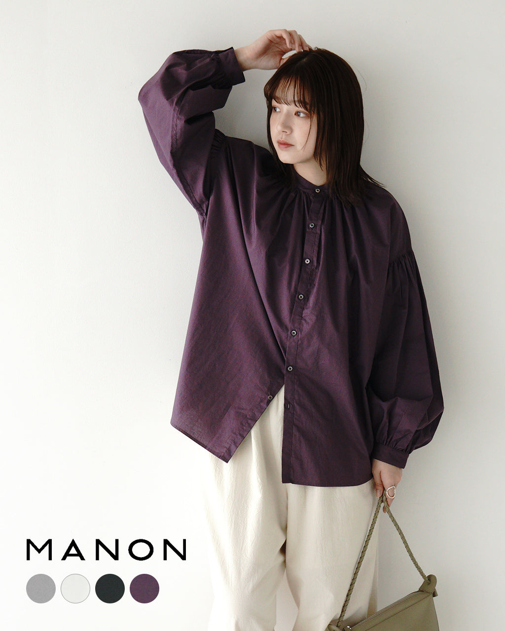 MANON マノン タイプライター アミカルシャツ TYPE WRITER AMICAL SHIRT ギャザーシャツ ブラウス MNN-SH-275【送料無料】