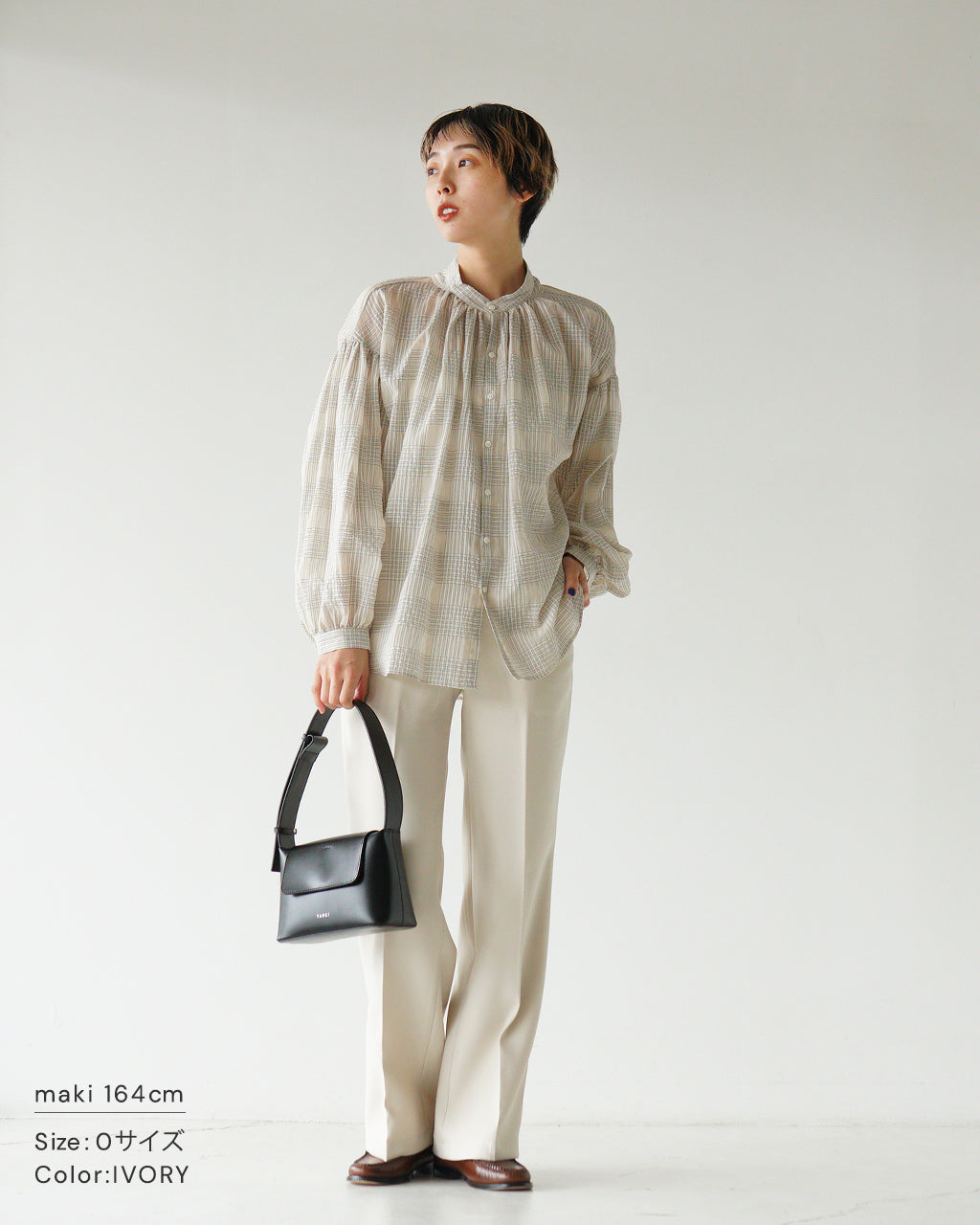 MANON マノン シアー チェック アミカル シャツ SHEER CHECK AMICAL SHT トップス ブラウス ノーカラー MNN-SH-278【送料無料】