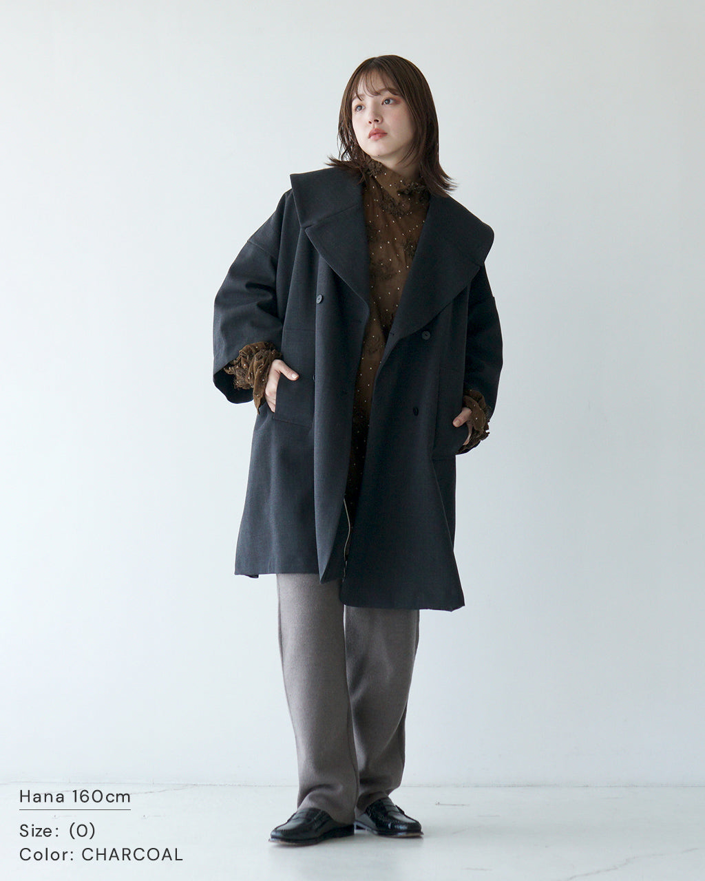 【SALE！30%OFF】manon マノン ショールカラー ダブルコート SHAWL COLLAR DOUBLE COAT 8分袖 ミドル丈 MNN-CT-044【送料無料】