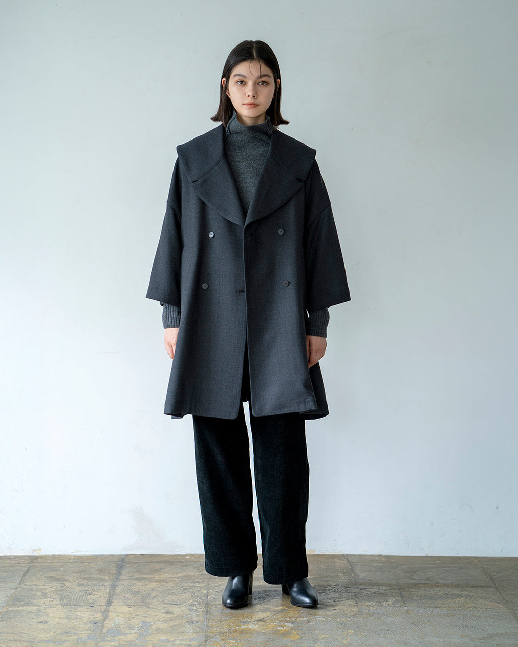 【SALE！30%OFF】manon マノン ショールカラー ダブルコート SHAWL COLLAR DOUBLE COAT 8分袖 ミドル丈 MNN-CT-044【送料無料】