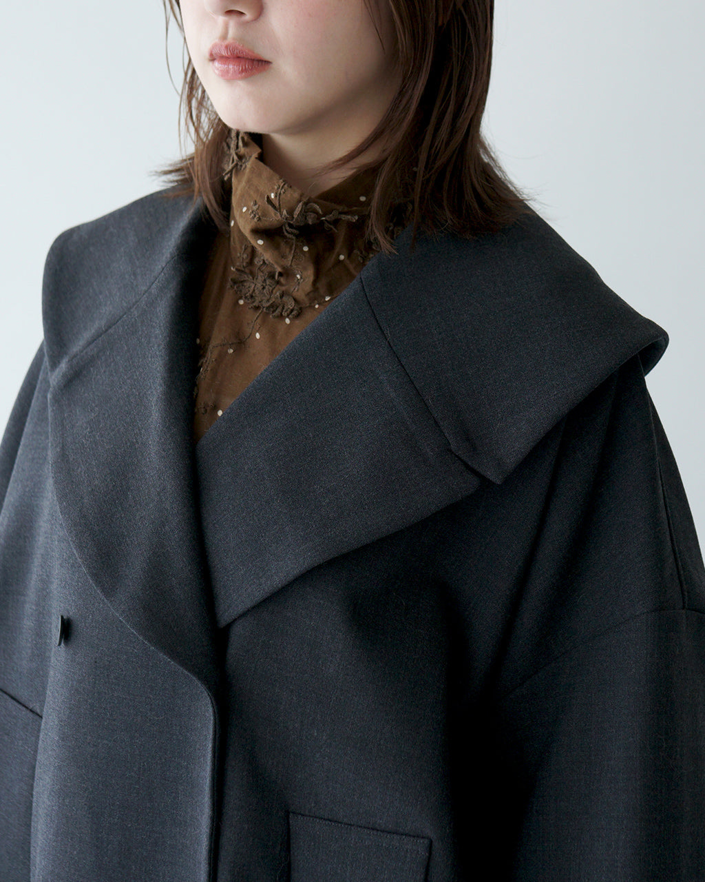 【SALE！30%OFF】manon マノン ショールカラー ダブルコート SHAWL COLLAR DOUBLE COAT 8分袖 ミドル丈 MNN-CT-044【送料無料】