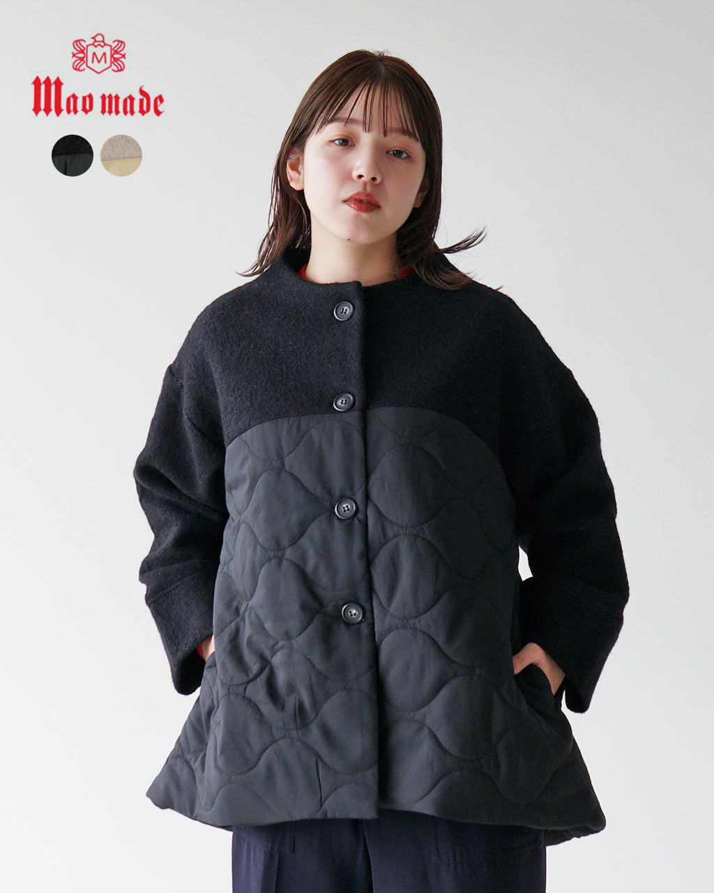 【SALE！20%OFF】mao made マオメイド アウター  Aライン キルト コート A LINE QUILT COATジャケット ウール 中綿キルト キルティング 441133【送料無料】