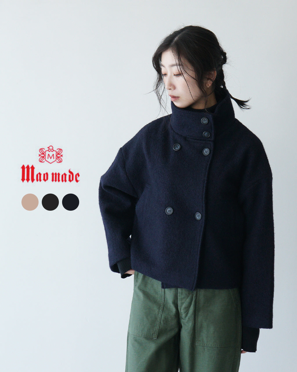 【SALE！30%OFF】mao made マオメイド ジャケット JACKET 圧縮ウール スタンドカラー 441134【送料無料】