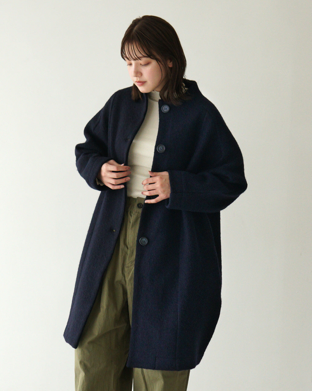 【SALE！20%OFF】mao made マオメイド コート COAT 圧縮ウール モックネック 441137【送料無料】