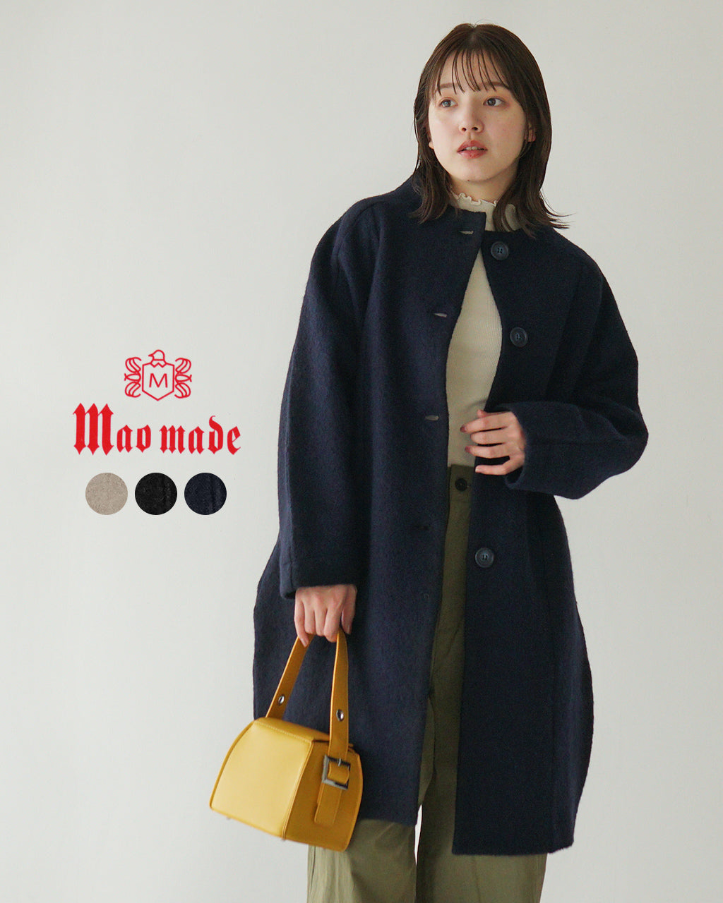 mao made マオメイド コート COAT 圧縮ウール モックネック 441137【送料無料】