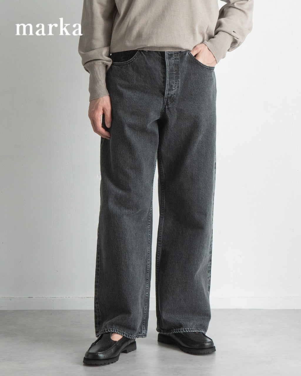 marka マーカ セルビッチ デニム パンツ SELVEDGE DENIM WIDE LEG JEANS ワイドレッグ ジーンズ 13.5oz オーガニックコットン M25A04PT12C【送料無料】