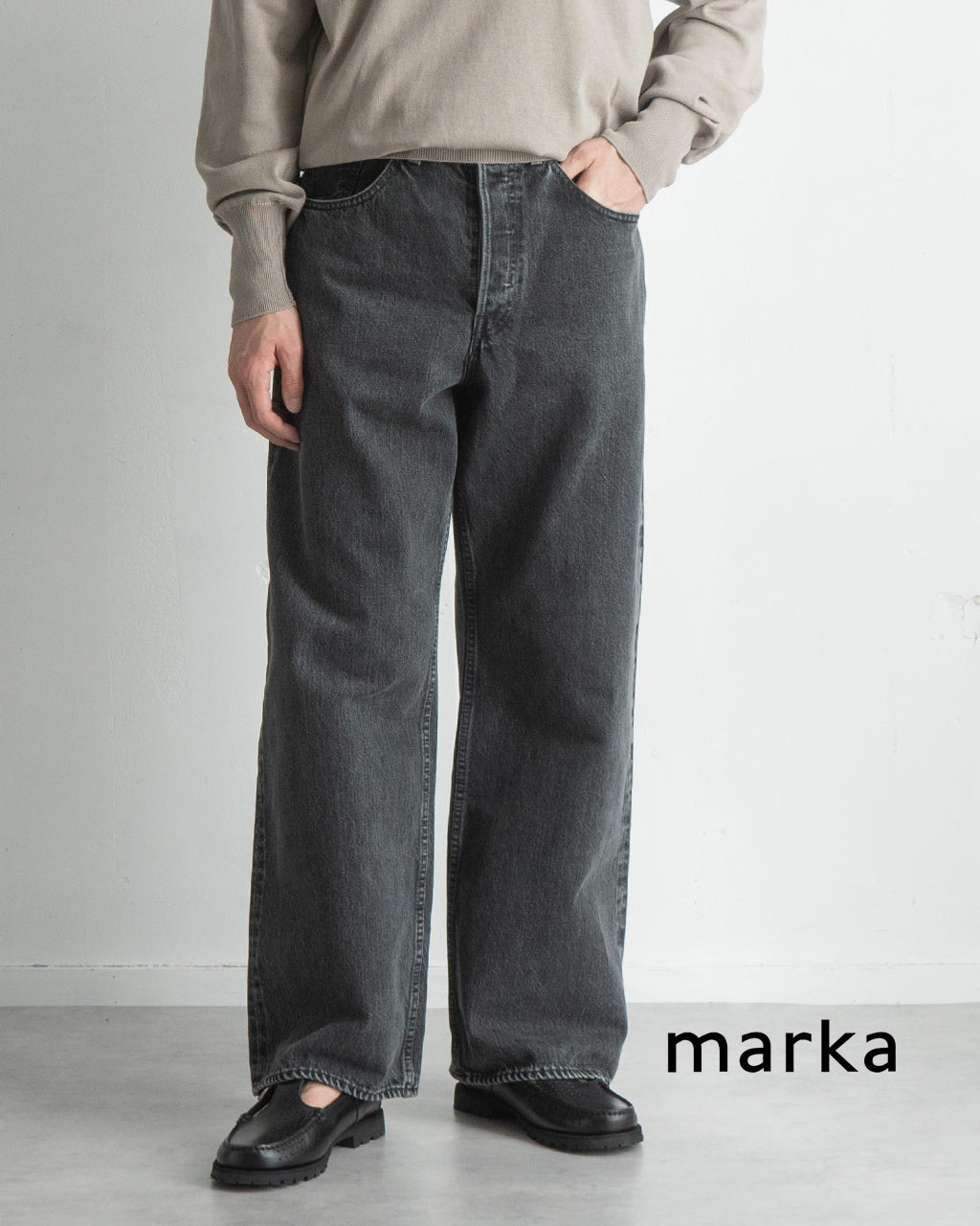 marka マーカ セルビッチ デニム パンツ SELVEDGE DENIM WIDE LEG JEANS ワイドレッグ ジーンズ 13.5oz オーガニックコットン M25A04PT12C【送料無料】