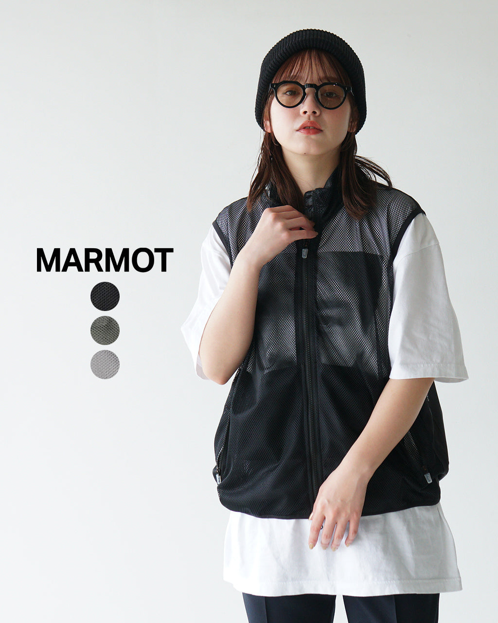 ＼早得24時間限定ポイント10倍／MARMOT CAPITAL マーモットキャピタル パーテックス フロント メッシュ コンビ ベスト PERTEX FLONT MESH COMBI VEST アウトドア 25SS-L3-03【送料無料】