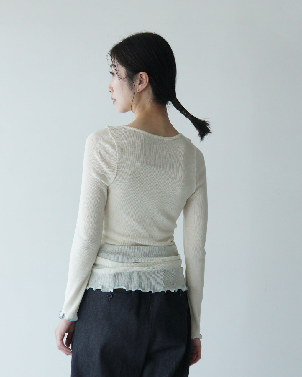 【SALE！20%OFF】me. ミードット メリノ ウォッシャブル ウール ロングスリーブ merino washable wool me-23308-WA