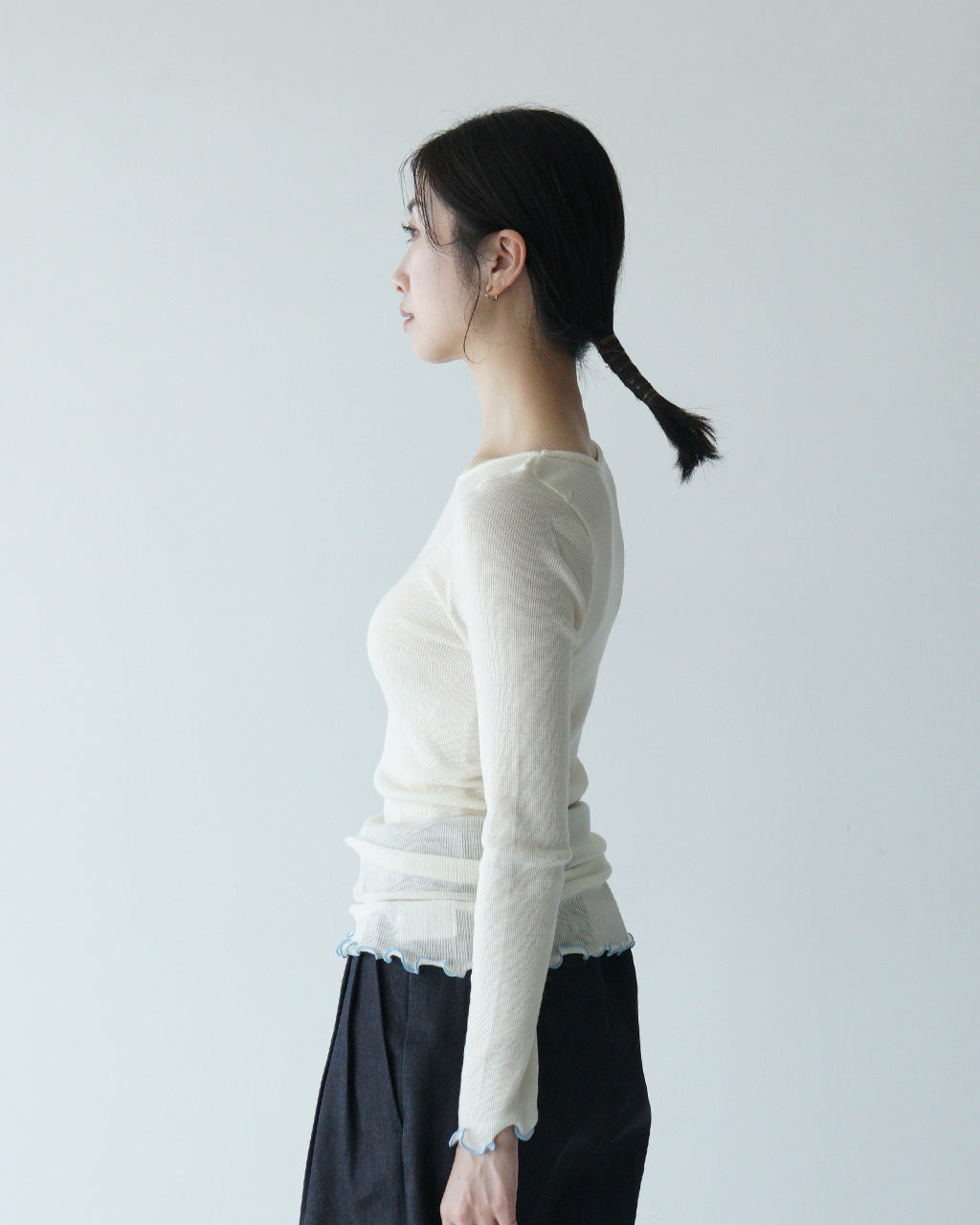 【SALE！20%OFF】me. ミードット メリノ ウォッシャブル ウール ロングスリーブ merino washable wool me-23308-WA