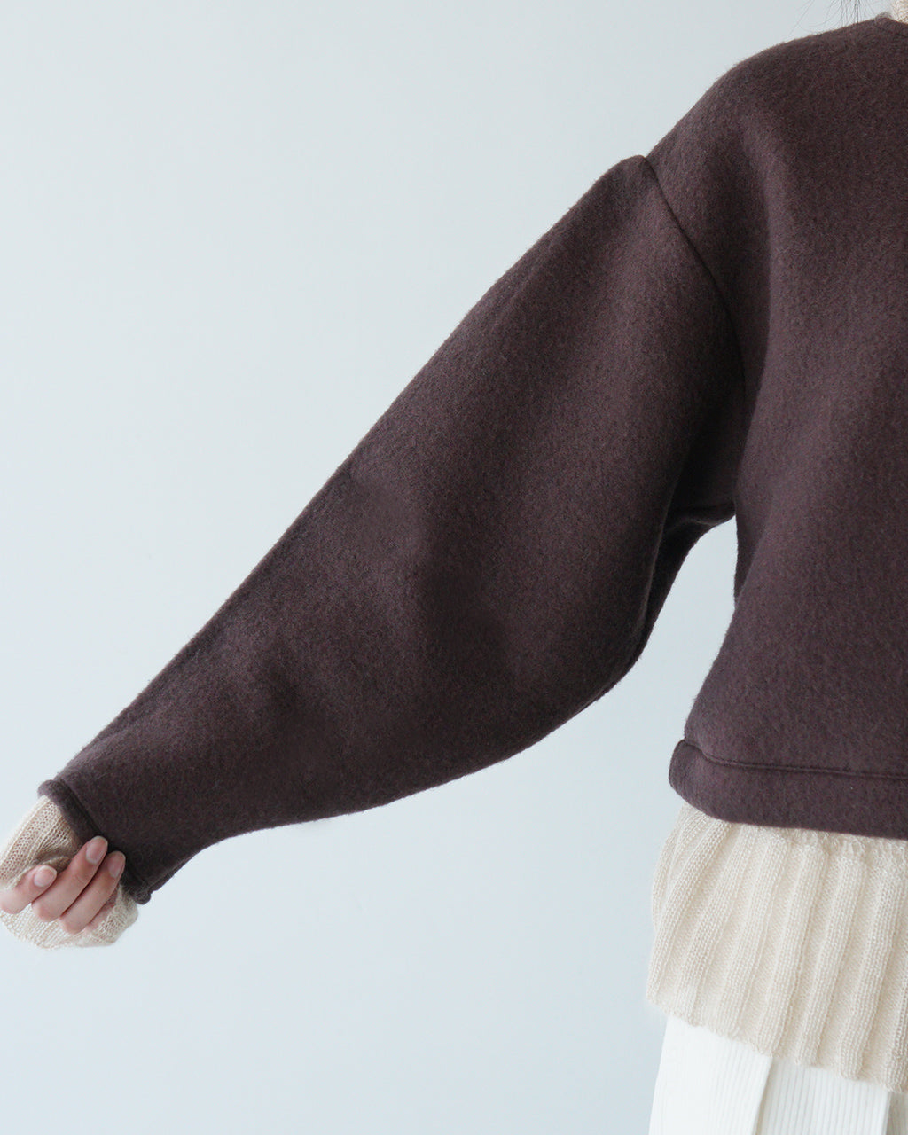 【アウトレット！30%OFF】me. ミードット カーディガン 2WAY ブルゾン cloudy wool プルオーバー ショート丈 me-24307【送料無料】