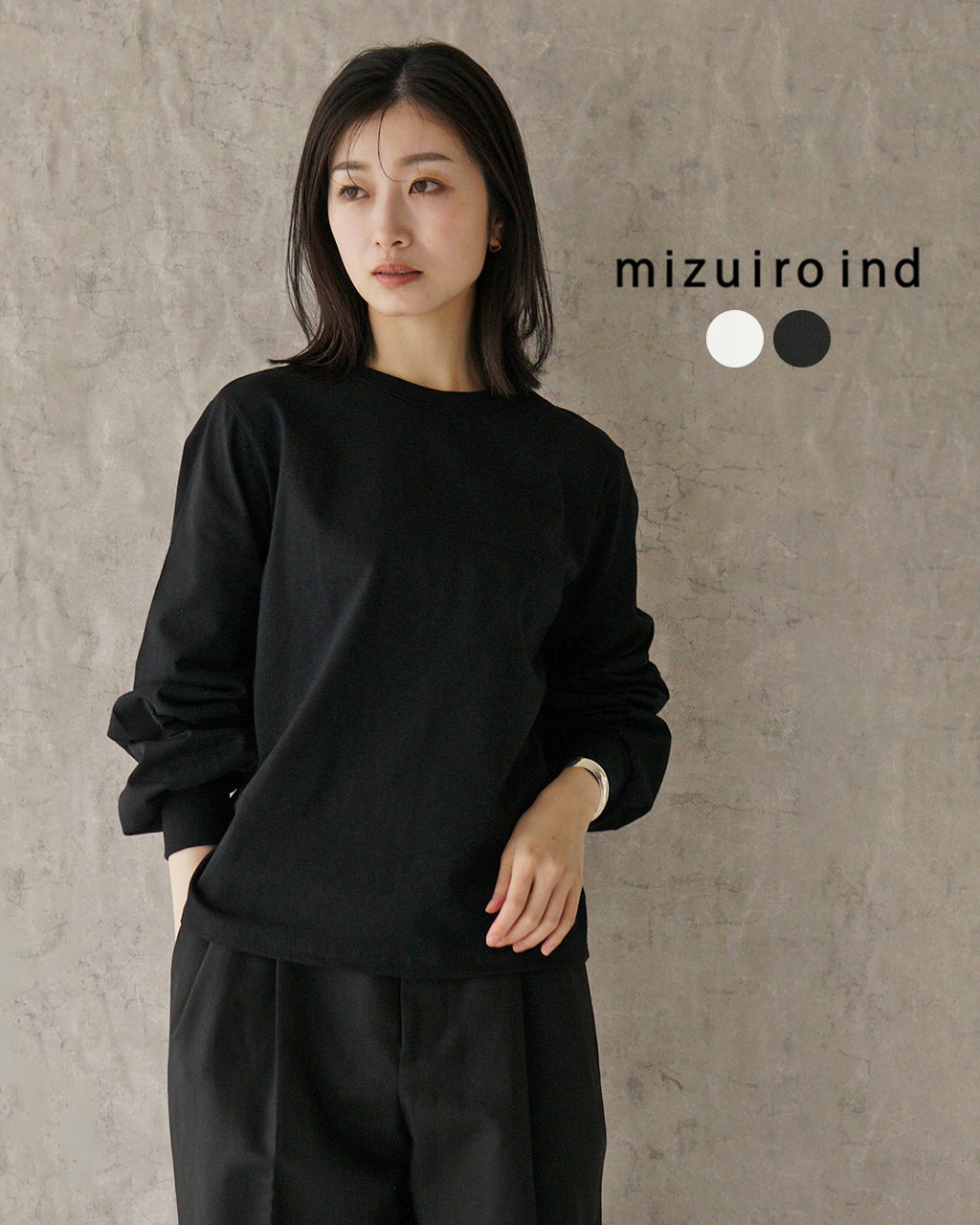 ＼早得24時間限定ポイント10倍／mizuiro ind ミズイロインド パフスリーブ ロングT PUFF SLV LONG T 長袖 Tシャツ カットソー  1-210069