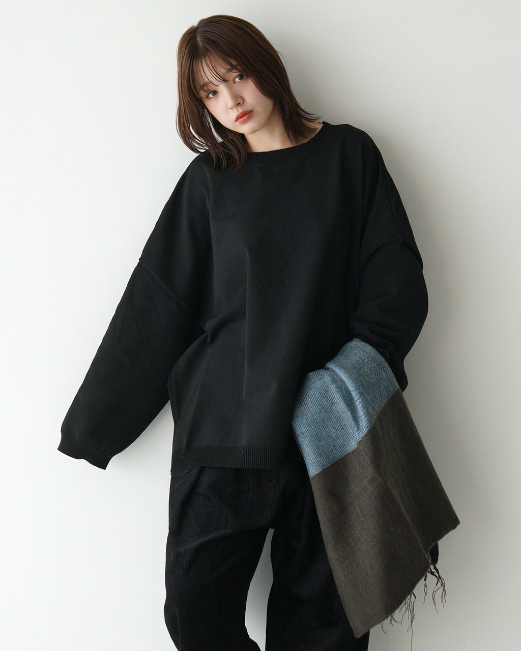 【SALE！20%OFF】mizuiro ind ミズイロインド クルーネック ワイド プルオーバー crew neck wide pullover 3-220075