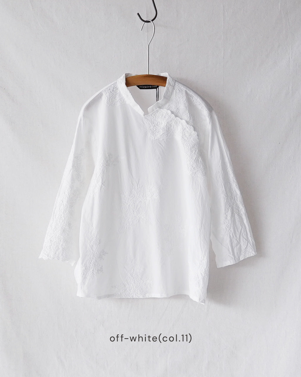ミズイロインド mizuiro ind レースシノワズリシャツ レディース lace