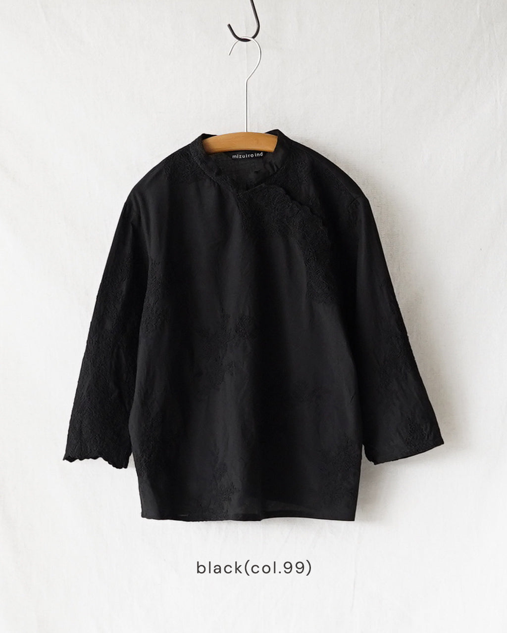 ミズイロインド mizuiro ind レースシノワズリシャツ レディース lace