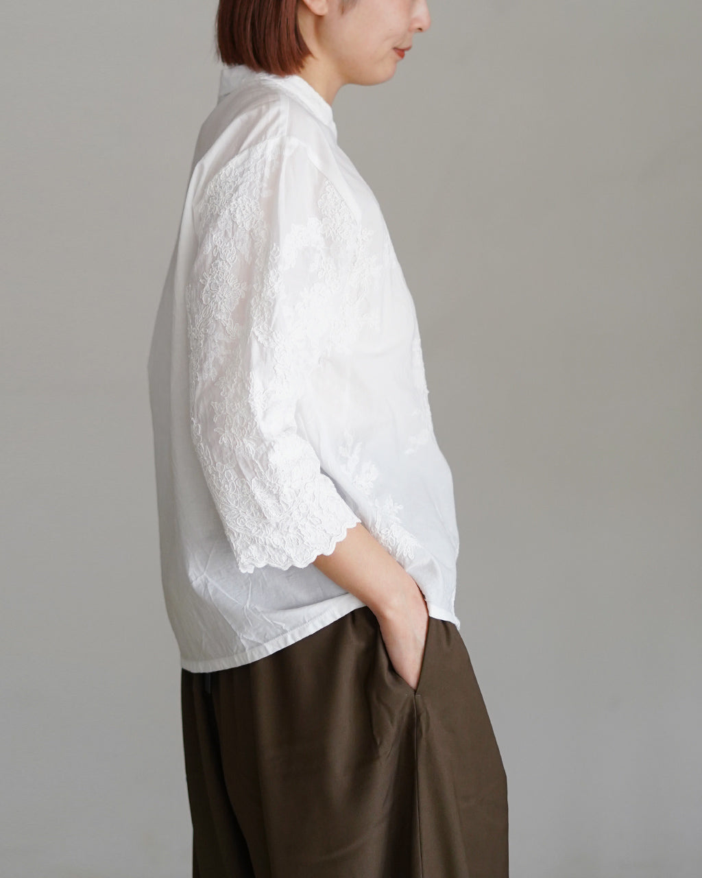 ミズイロインド mizuiro ind レースシノワズリシャツ レディース lace