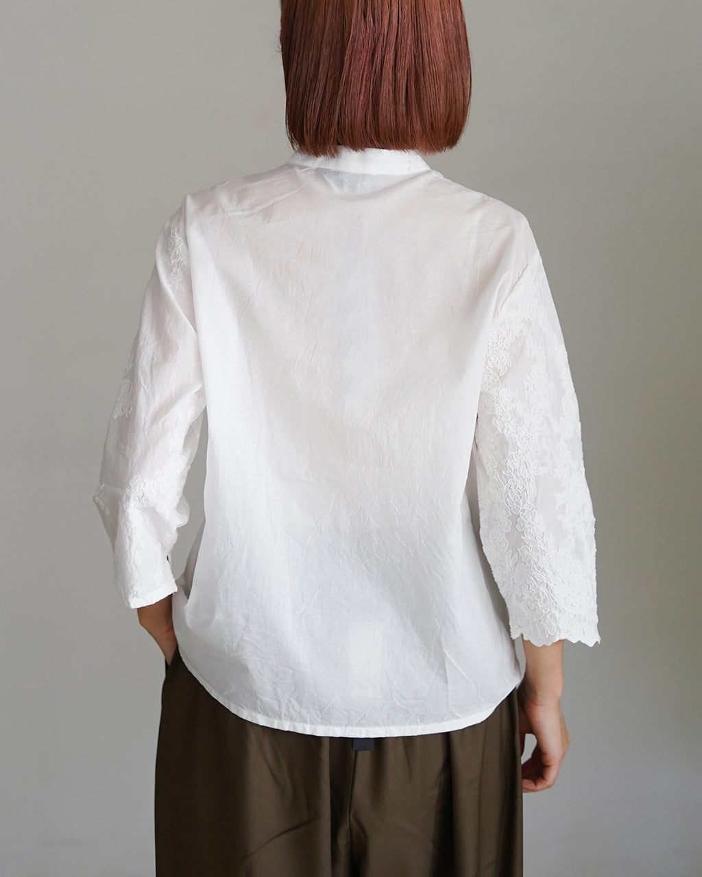ミズイロインド mizuiro ind レースシノワズリシャツ レディース lace