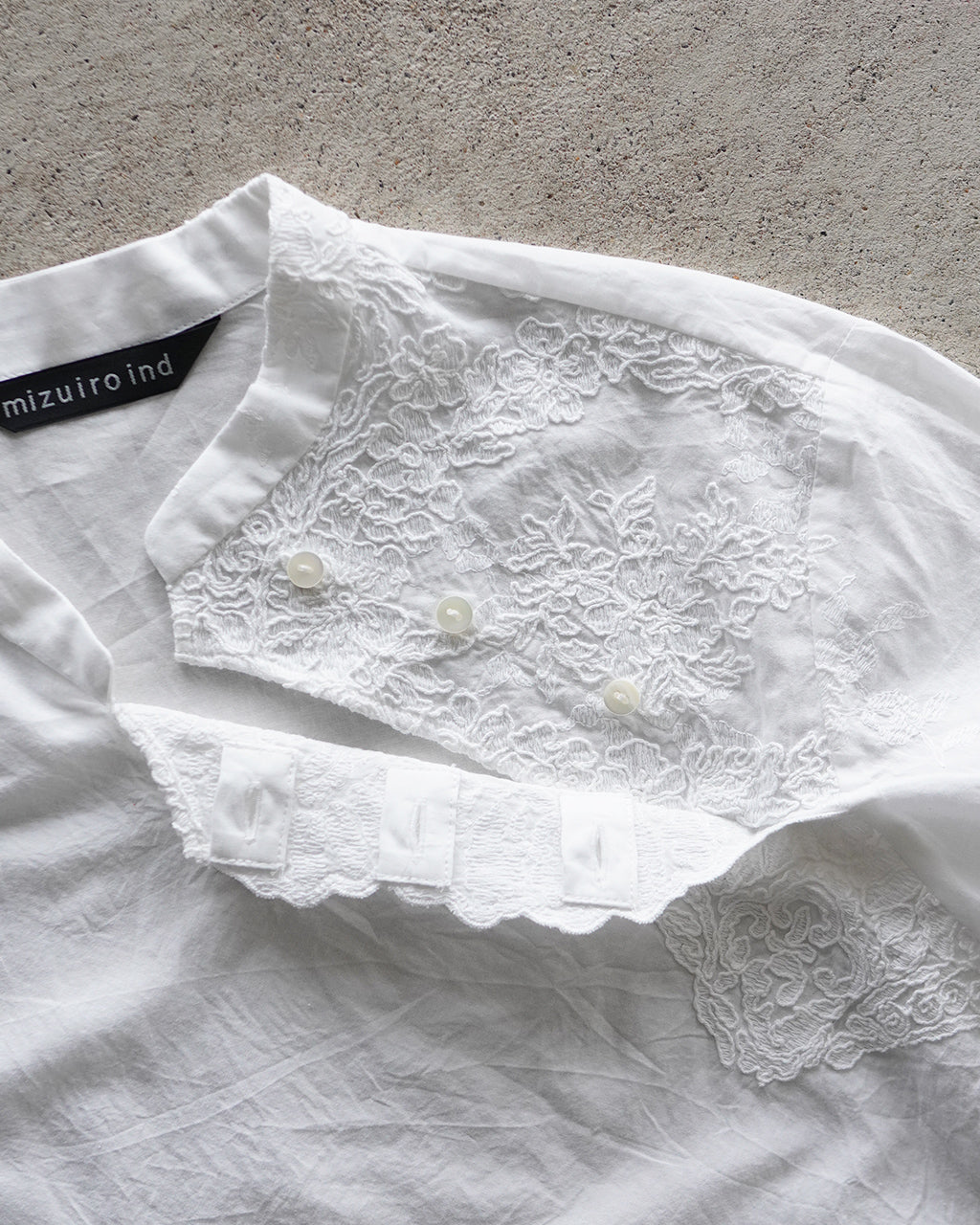 ミズイロインド mizuiro ind レースシノワズリシャツ レディース lace