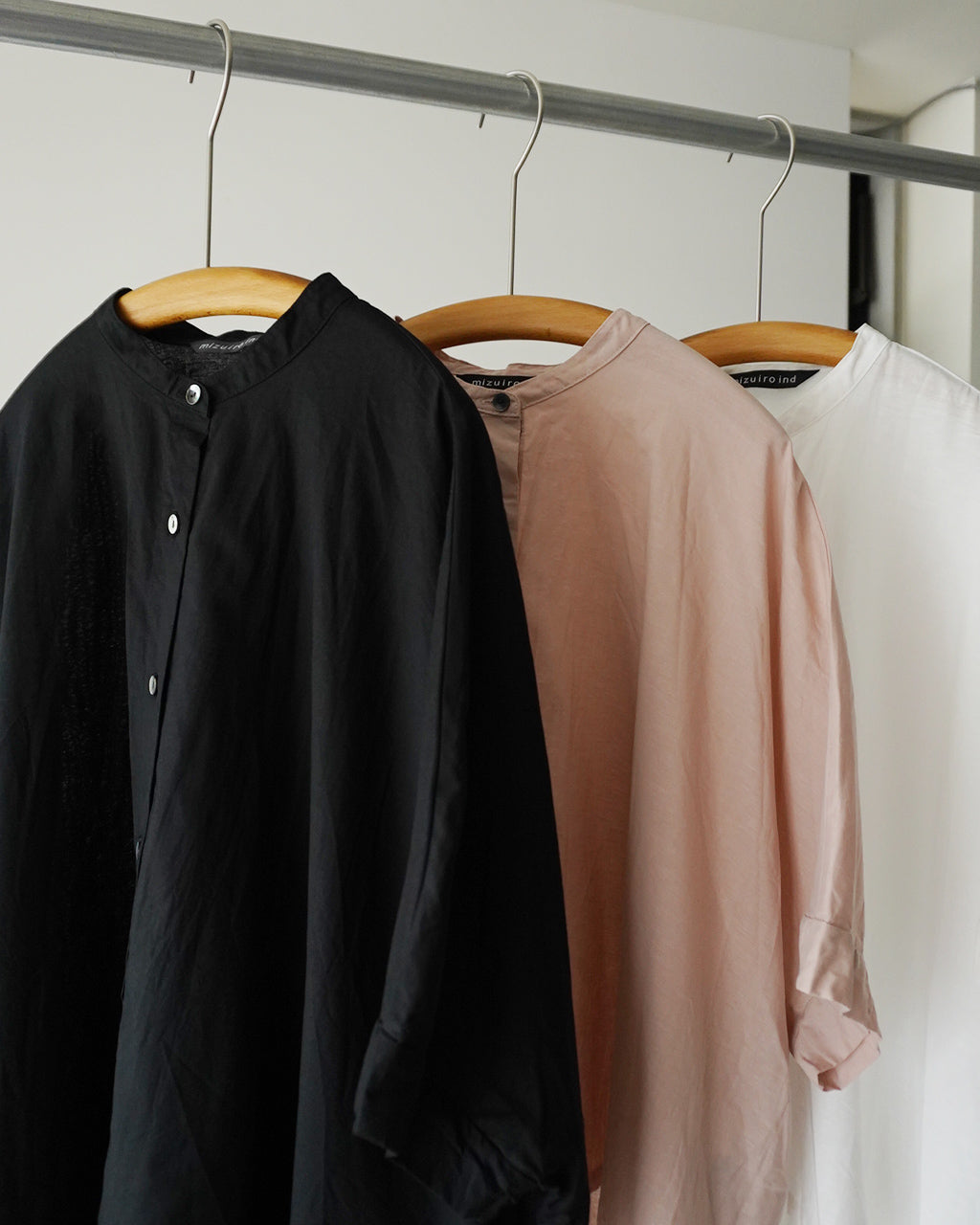 cotton linen stand collar wide shirt 2-230149