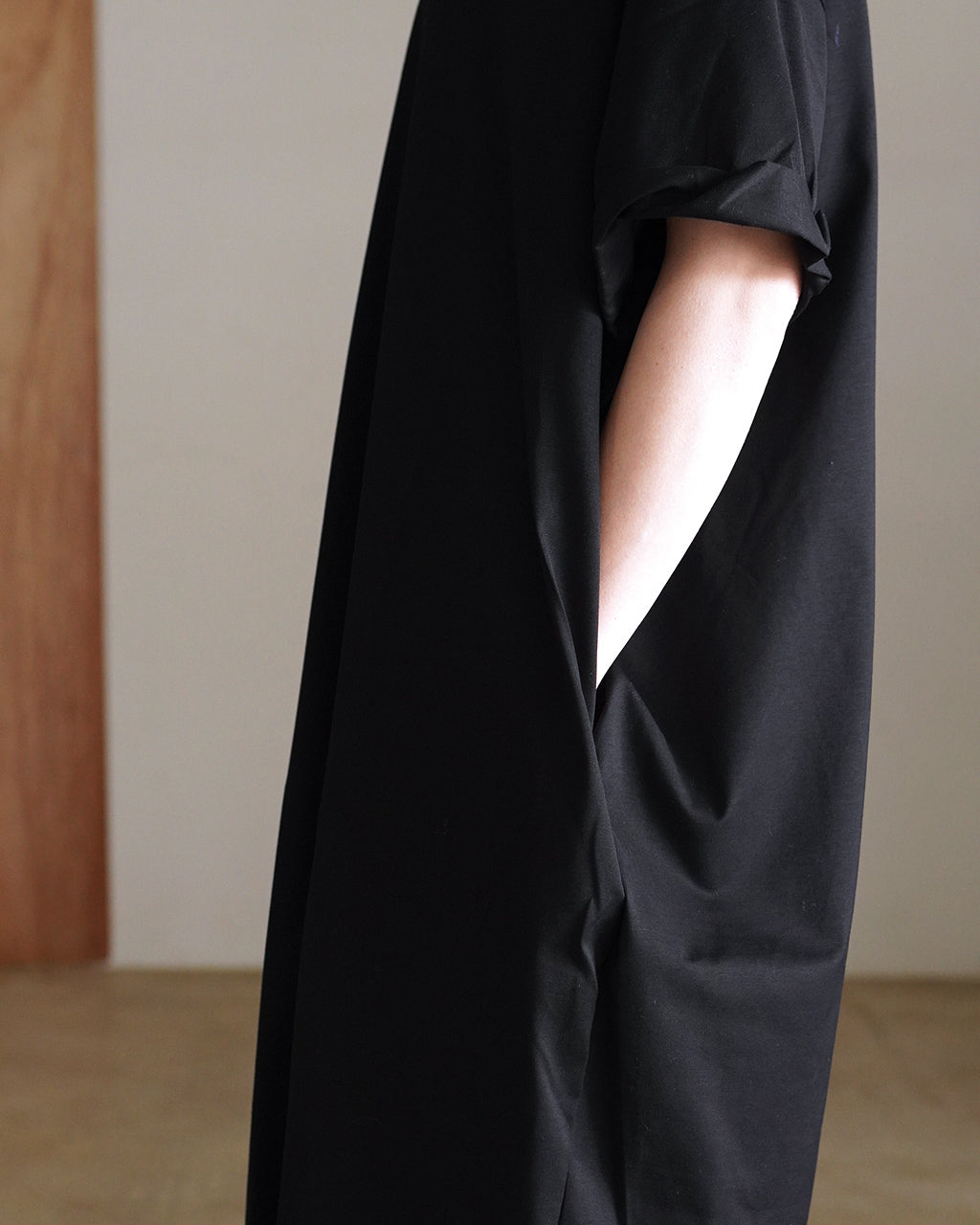 mizuiro ind ミズイロインド roll up slv wide one piece ロールアップ