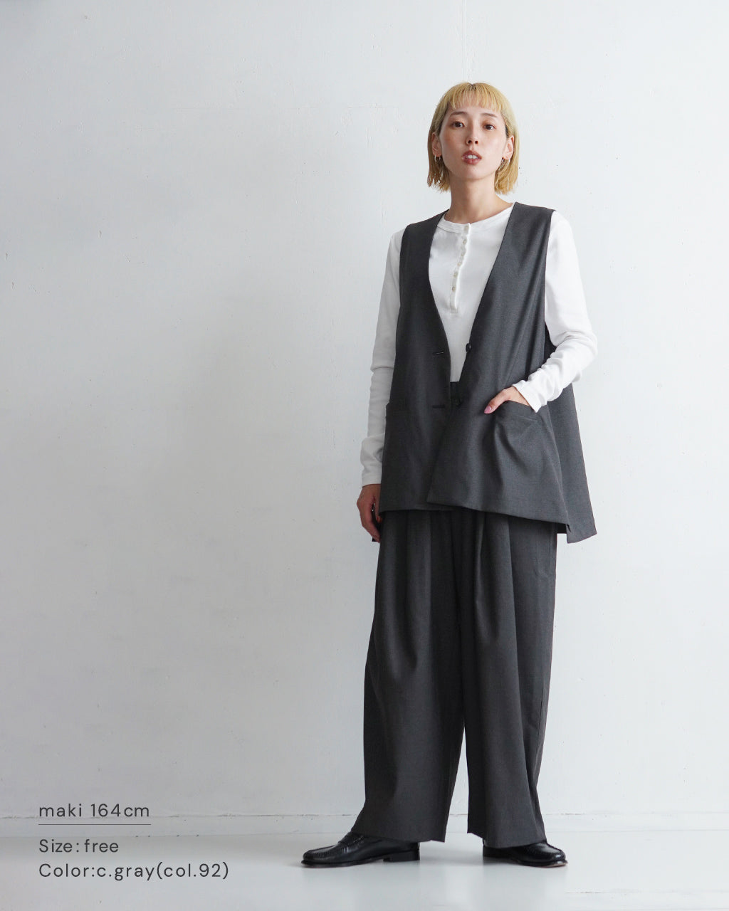 mizuiroind ミズイロインド ディープ Vネック ワイド ベスト deep V neck wide vest 3-230067【送料無料】