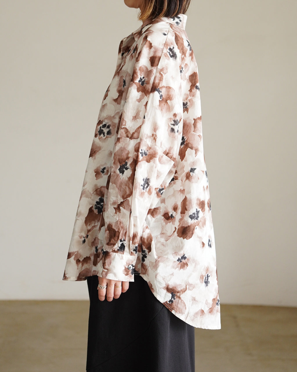 print wide shirt mizuiro ind プリントワイドシャツ 3-230148 【送料 print wide shirt mizuiro ind プリントワイドシャツ 3-230148 【送料