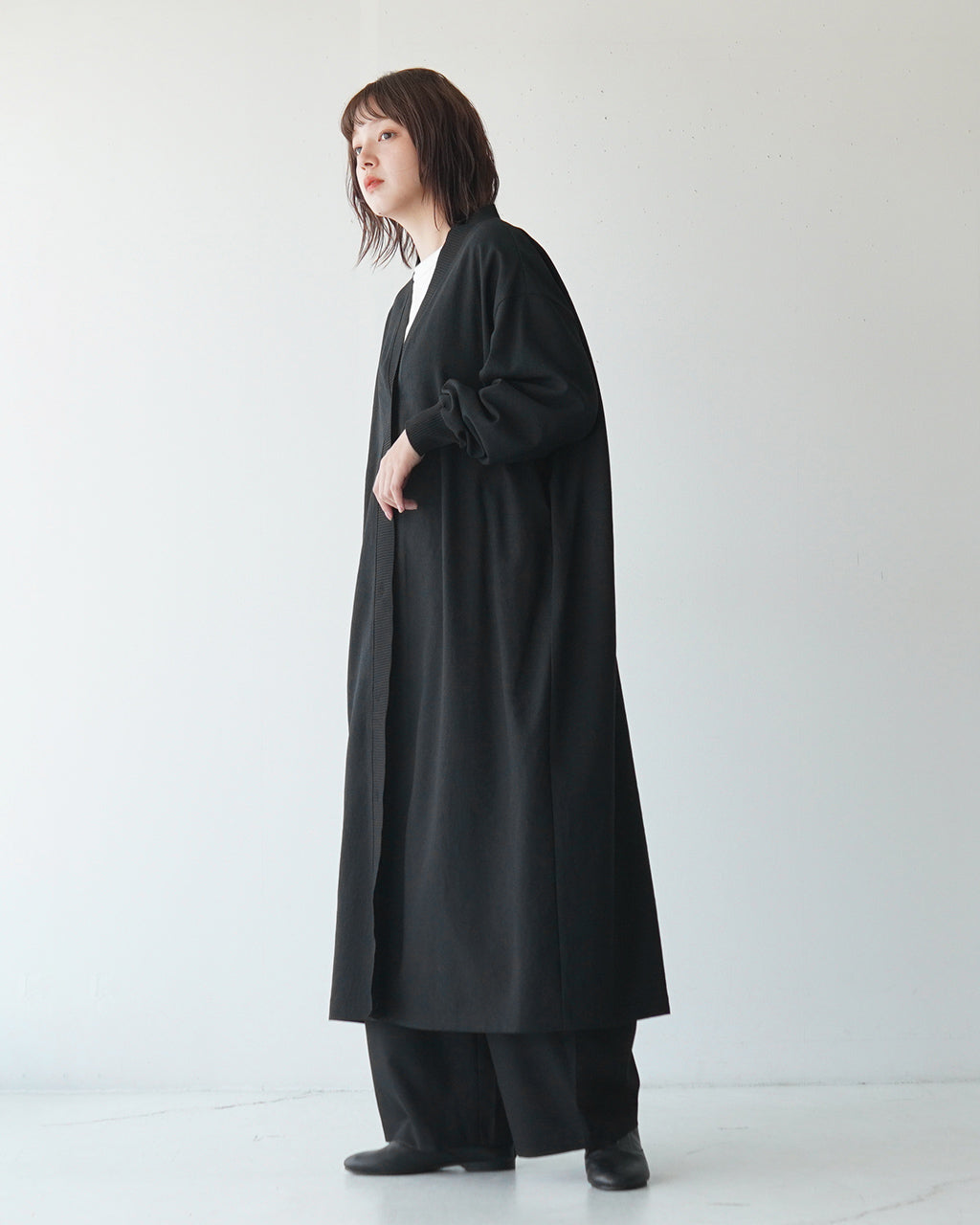 ＼20％OFFクーポン対象／mizuiro ind ミズイロインド Vネック ワイド ロング カーディガン Vneck wide long cardigan 長袖 リブ 3-250040【送料無料】