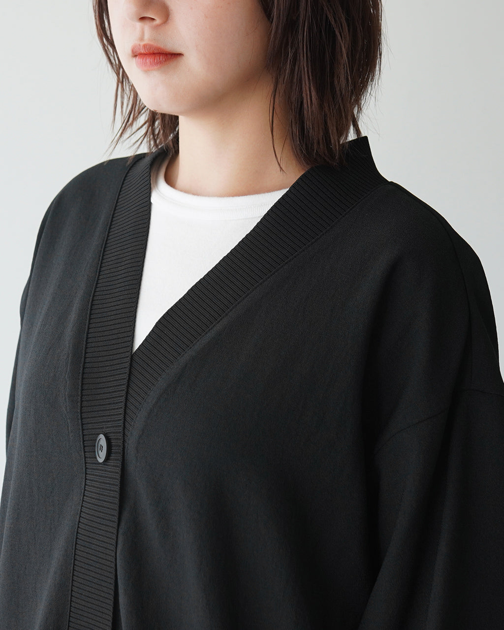 mizuiro ind ミズイロインド Vネック ワイド ロング カーディガン Vneck wide long cardigan 長袖 リブ