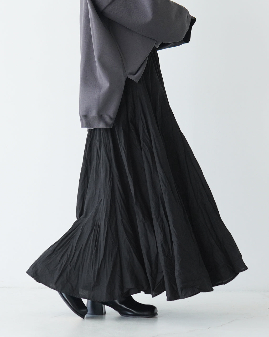 mizuiro ind ミズイロインド ボリューム フレア スカート volume flare skirt イージースカート ロング丈 マキシ丈  3-260010【送料無料】